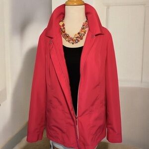 Chico’s Lightweight Front Zip Jacket with Necklace Fuchsia/Red size 1 Reg 8/10 M